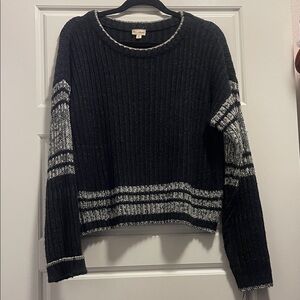Hem & Thread Black and Gray Striped Sweater